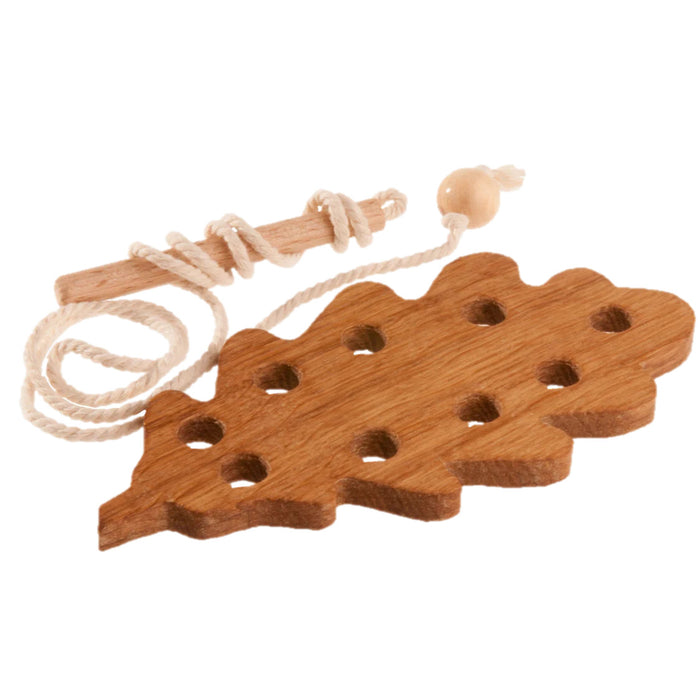 Montessori Wooden Lacing Toy — Leaf Set of 3