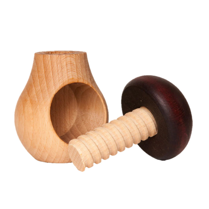 Wooden Nutcracker Mushroom with Screw Toy