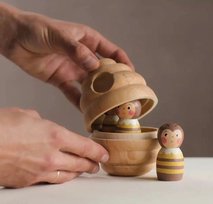 Wooden Beehive and Bees Toy