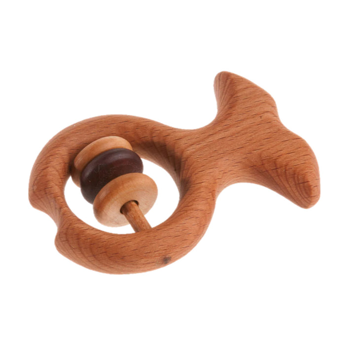 Organic Wooden Rattle-Teether Fish