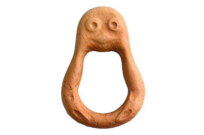 Organic Wooden Rattle-Teether Penguin
