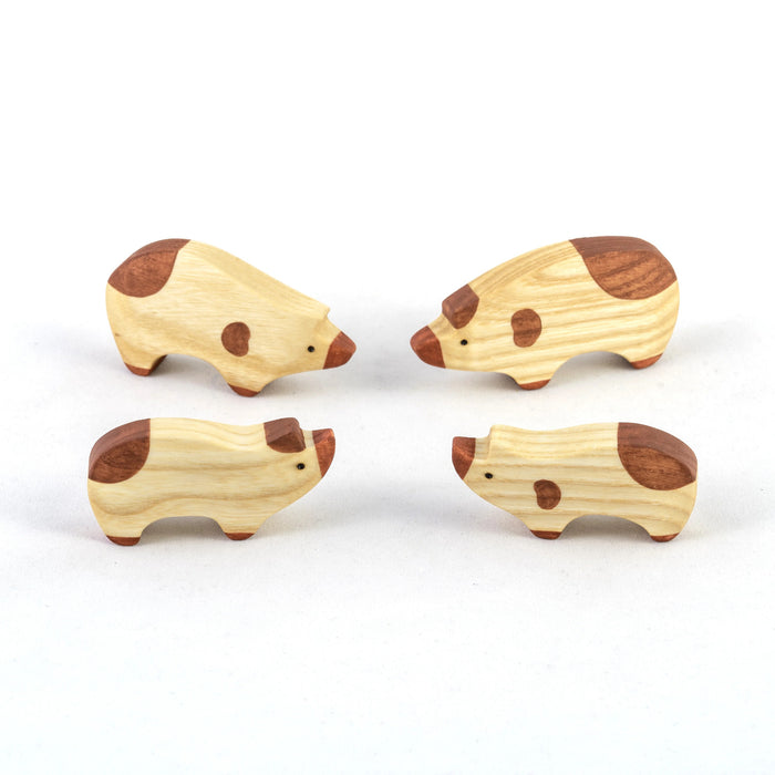 Wooden Pig toy Set painted- 4 pieces