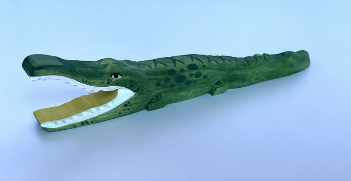 Hand Carved Wooden Alligator Toy