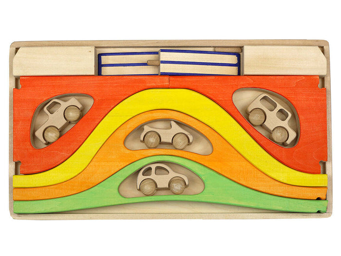 Cars with roads, bridges, and tunnels set