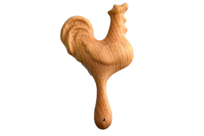 Organic Wooden Rattle toy Proud Rooster