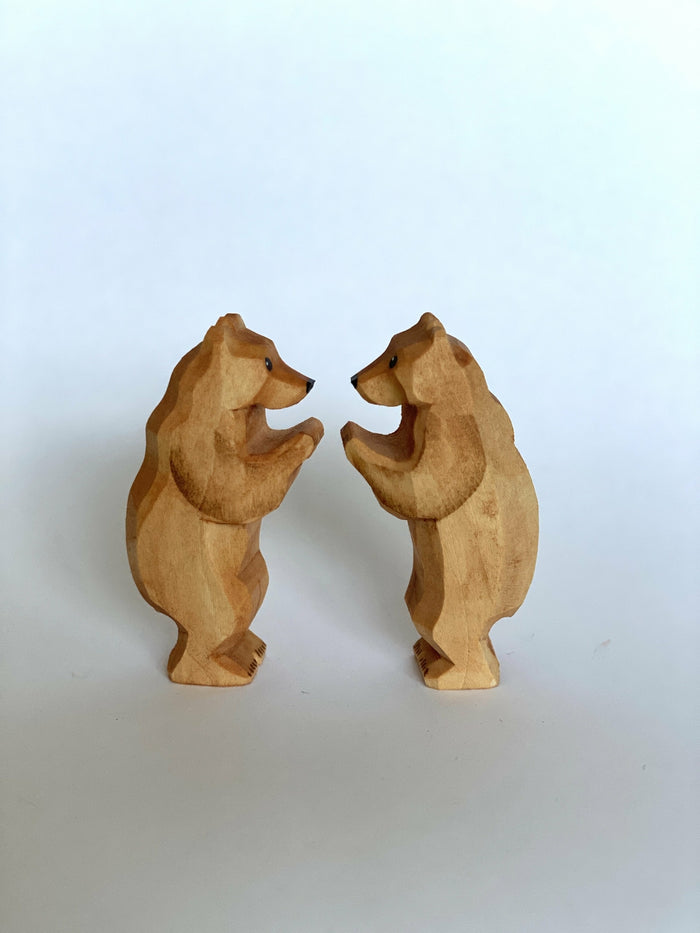 Hand-Carved Wooden Cubs Figurines set of 2