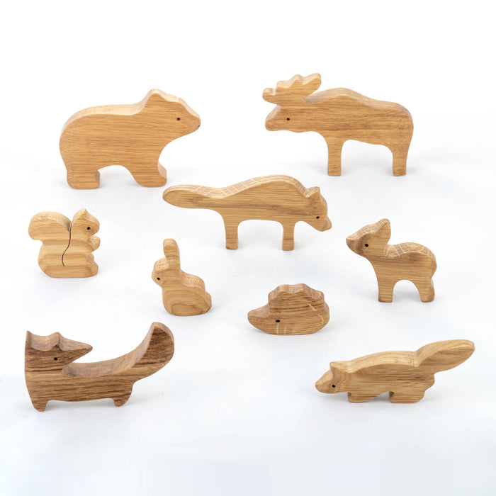 Natural Wooden Forest Animals set of 9