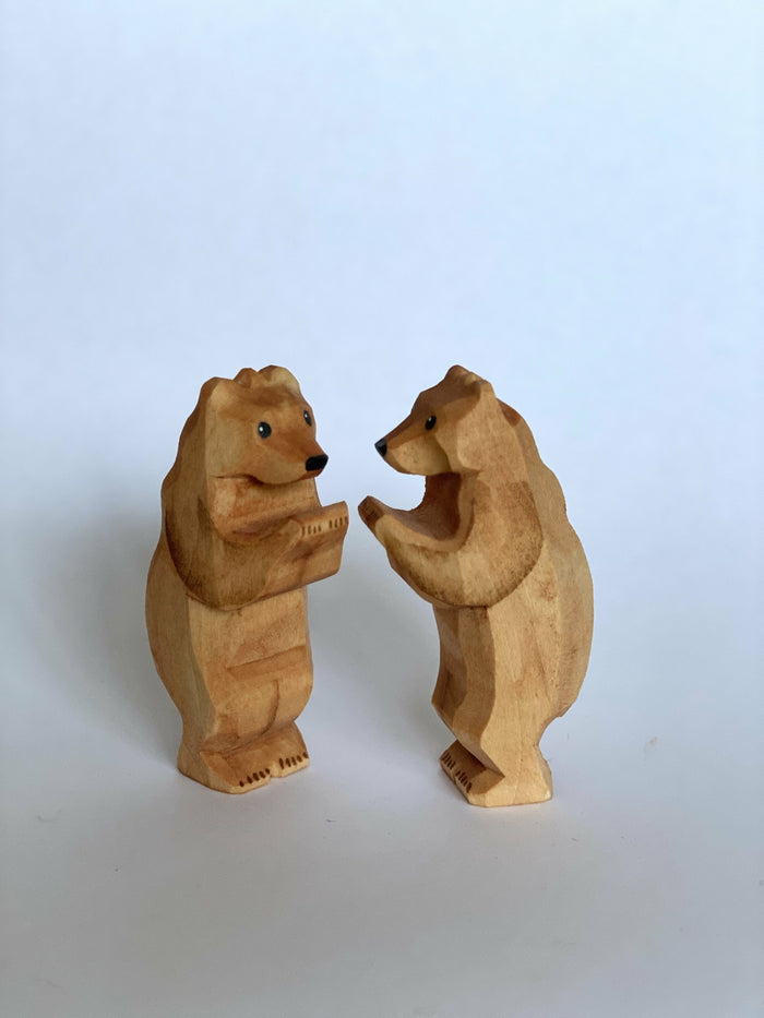 Hand-Carved Wooden Cubs Figurines set of 2