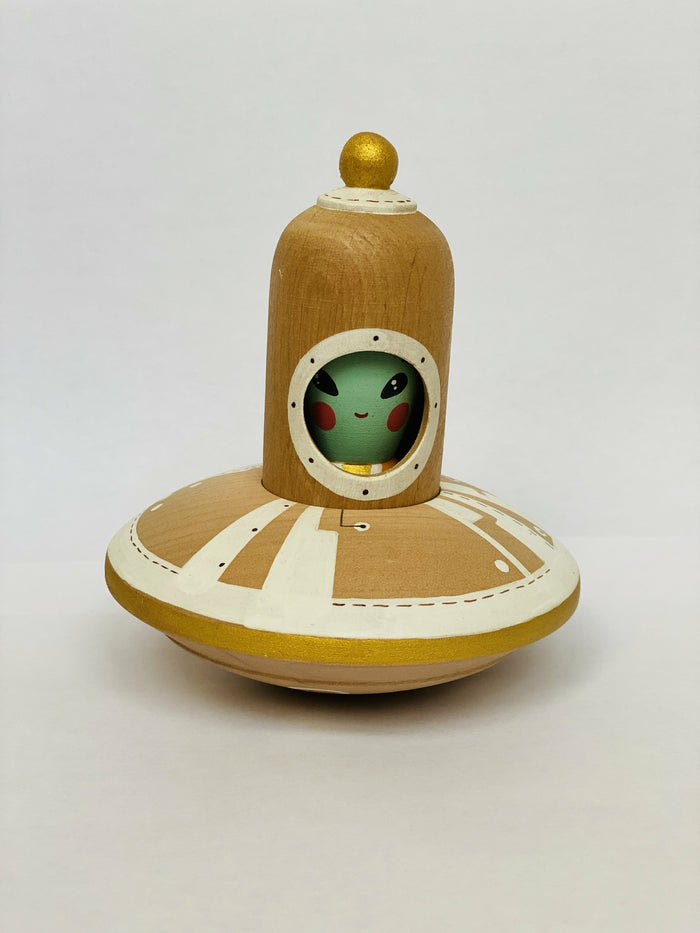 Gnezdo UFO with Alien Wooden Toy
