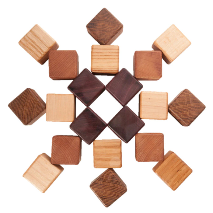 Classic Wooden Blocks for toddlers from 5 types of wood, 20- pieces