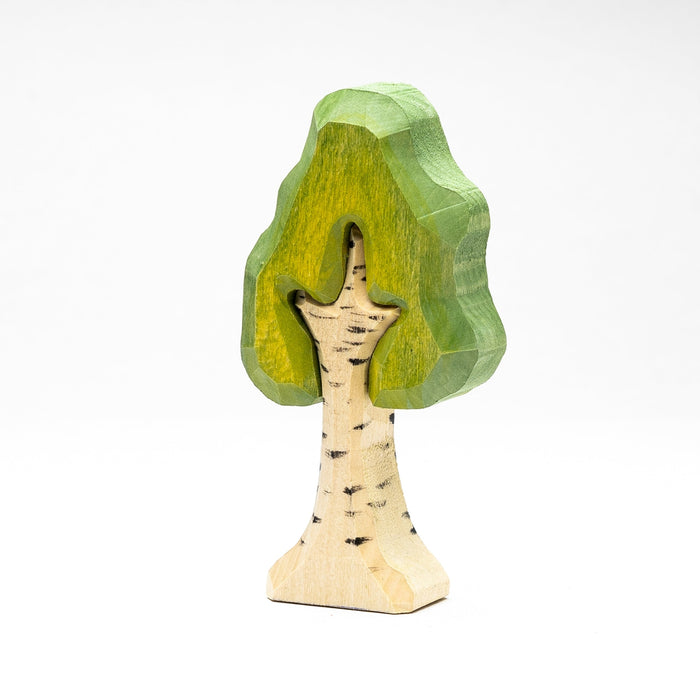 Hand Carved Wooden Birch Tree