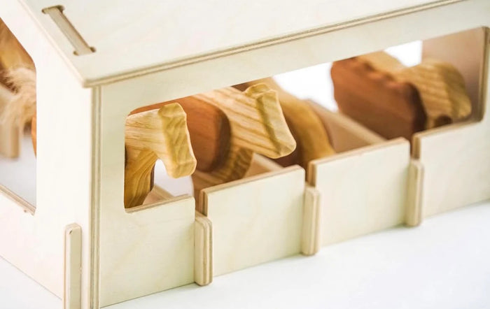 Handcrafted Wooden Farm Animals Set with Barn