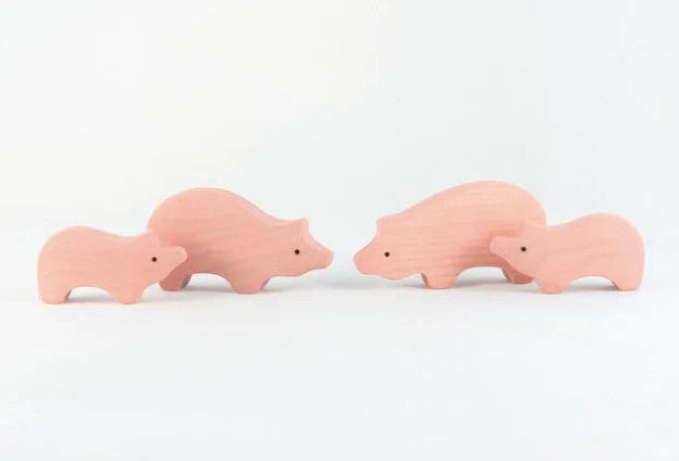 Wooden Pig Figurines Set