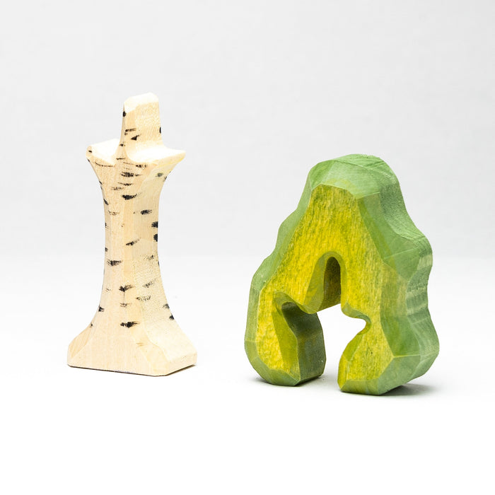 Hand Carved Wooden Birch Tree