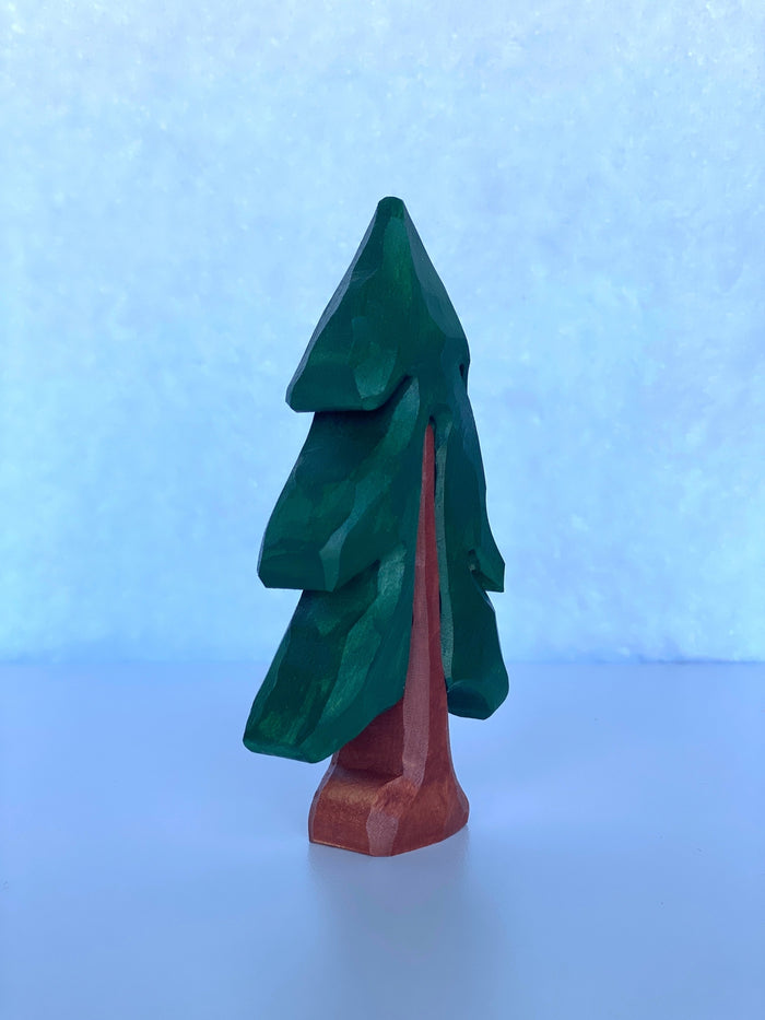 Hand Carved Fir Tree Small World