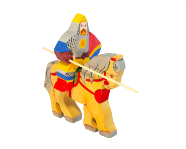 Wooden Medieval Knight with Horse