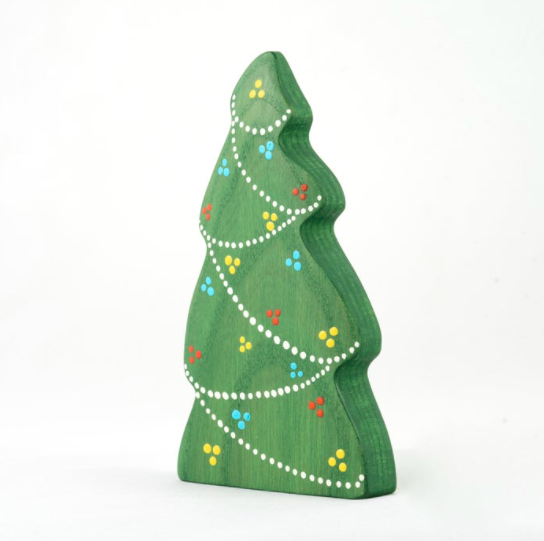 Handmade Wooden Christmas Toy Tree with Garland