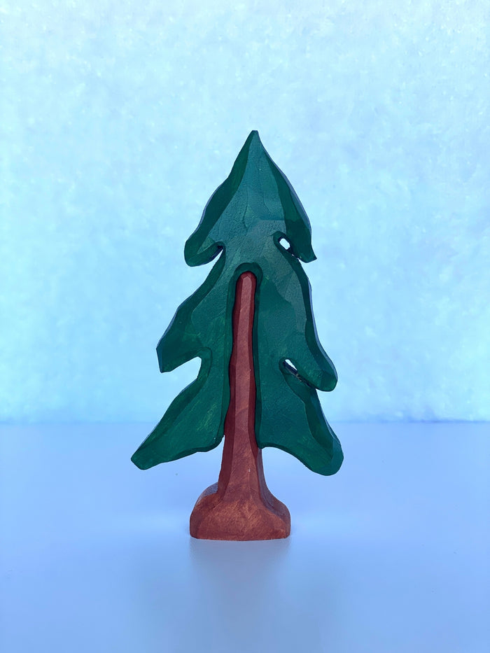 Hand Carved Fir Tree Small World