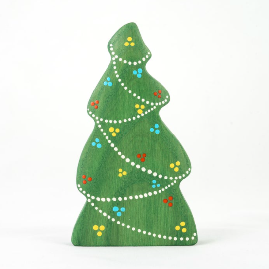 Handmade Wooden Christmas Toy Tree with Garland