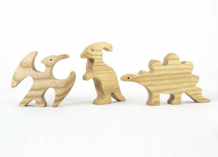 Wooden Dinosaur cutouts Natural set- 6 pieces