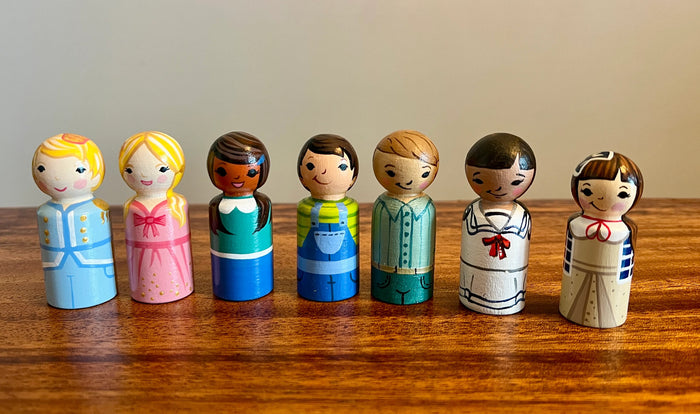 Hand-Painted Wooden Peg Doll- Choose Your Character