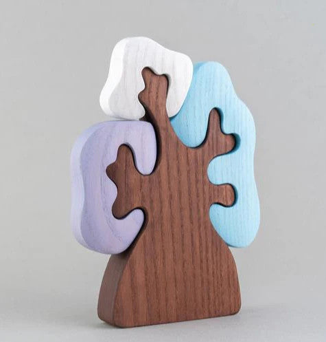 Wooden Winter tree with three crowns