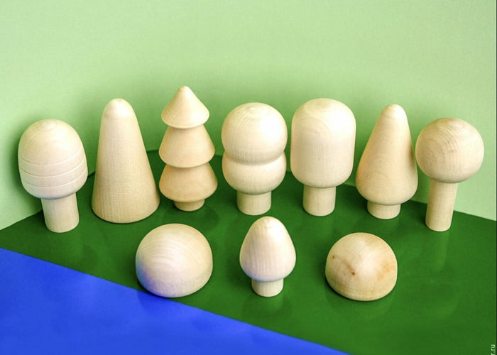 Unfinished Wooden Trees and Bushes play set