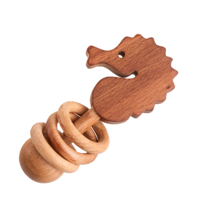 Organic Wooden Rattle-Teether Seahorse