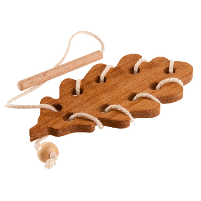 Montessori Wooden Lacing Toy — Leaf Set of 3