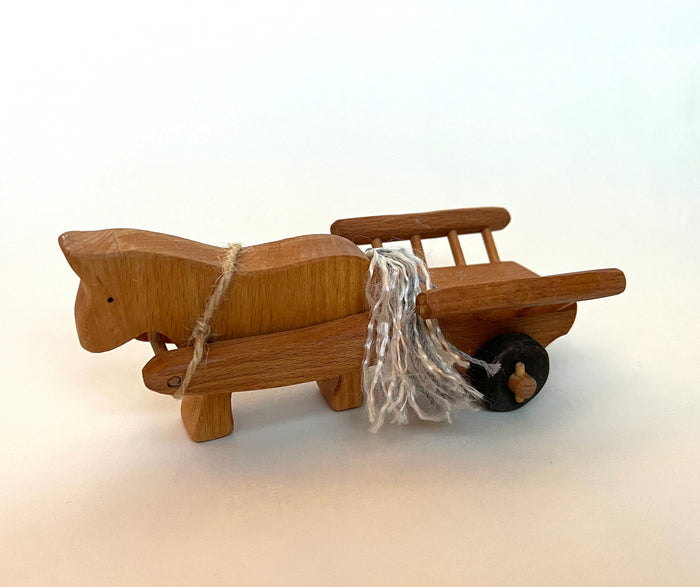 Handcrafted Wooden Horse and Carriage