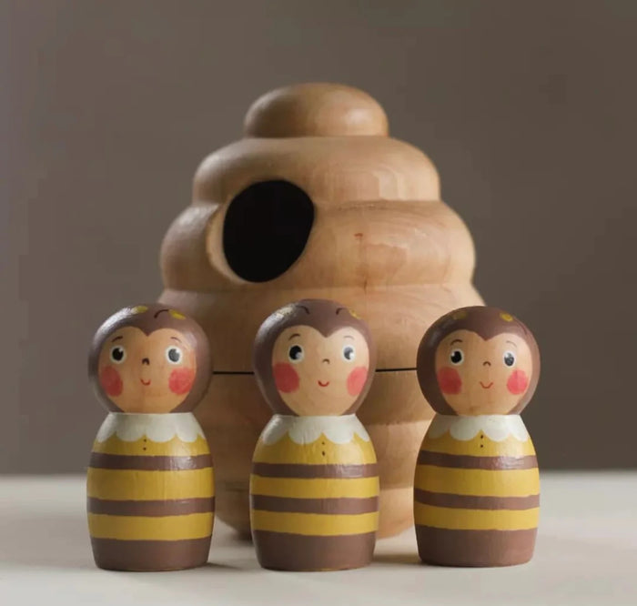 Wooden Beehive and Bees Toy