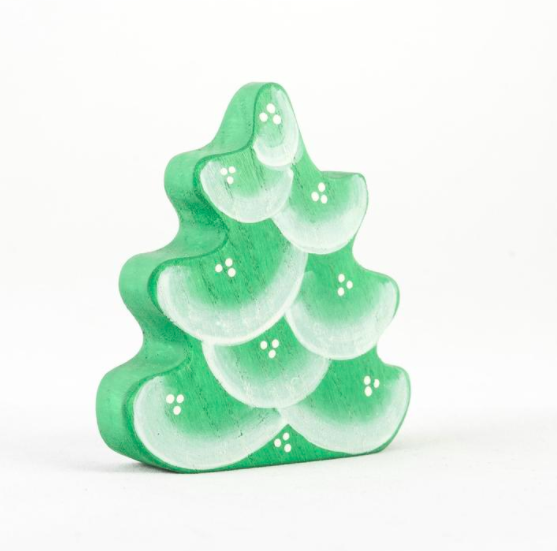 Handmade Wooden Small Christmas Tree with the snow