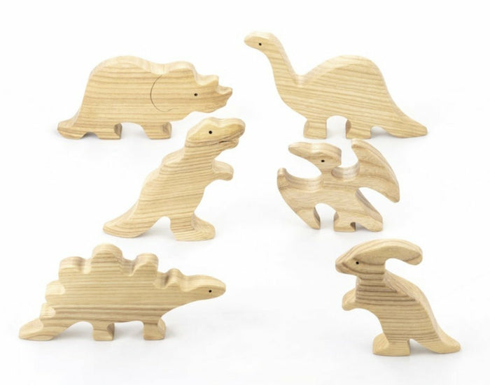 Wooden Dinosaur cutouts Natural set- 6 pieces