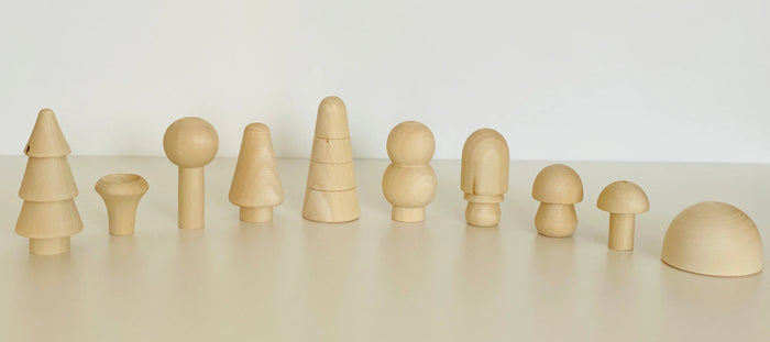 Natural Wooden mushroom Forest Set