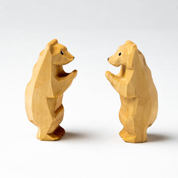 Hand-Carved Wooden Cubs Figurines set of 2