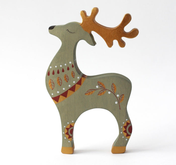 Handcrafted Wooden Reindeer Figurine Toy