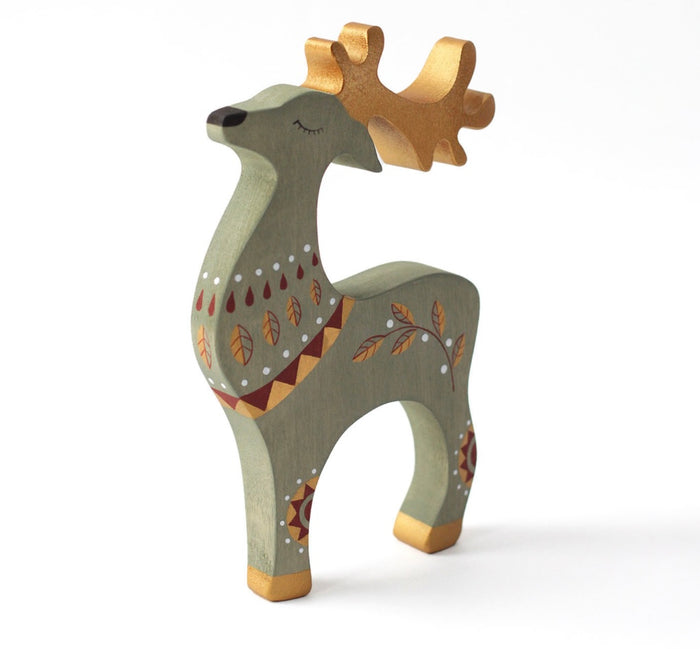 Handcrafted Wooden Reindeer Figurine Toy