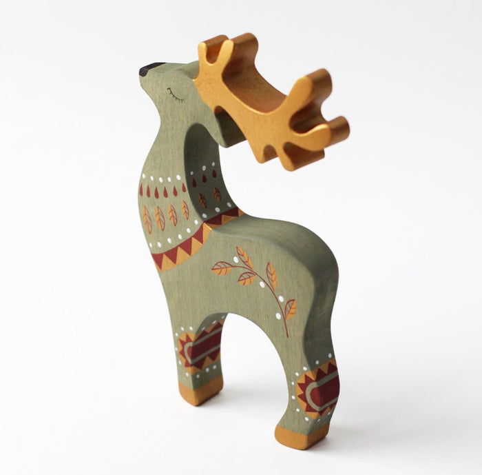 Handcrafted Wooden Reindeer Figurine Toy