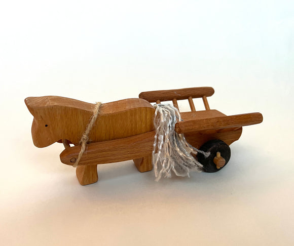 Handcrafted Wooden Horse and Carriage – Unique Toy for Imaginative Play and Collecting