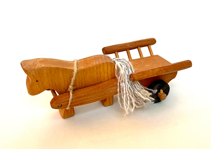 Handcrafted Wooden Horse and Carriage – Unique Toy for Imaginative Play and Collecting