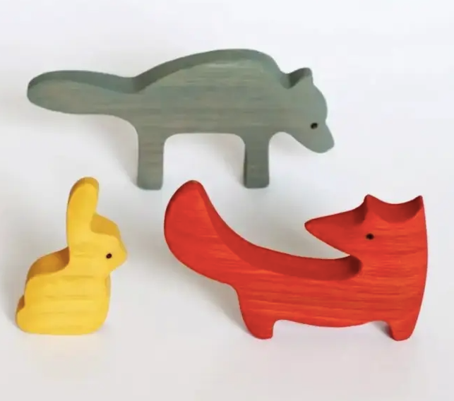 Forest Animals Figurine Set – Fox, Wolf, and Bunny