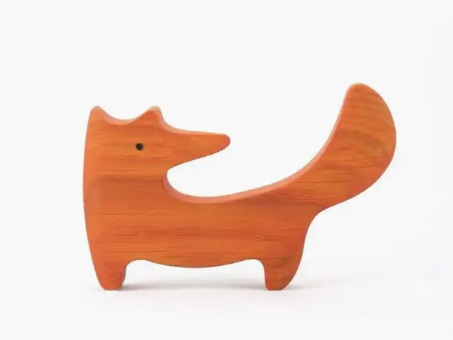 Wooden Autumn Tree with Fox and Bird Figurines