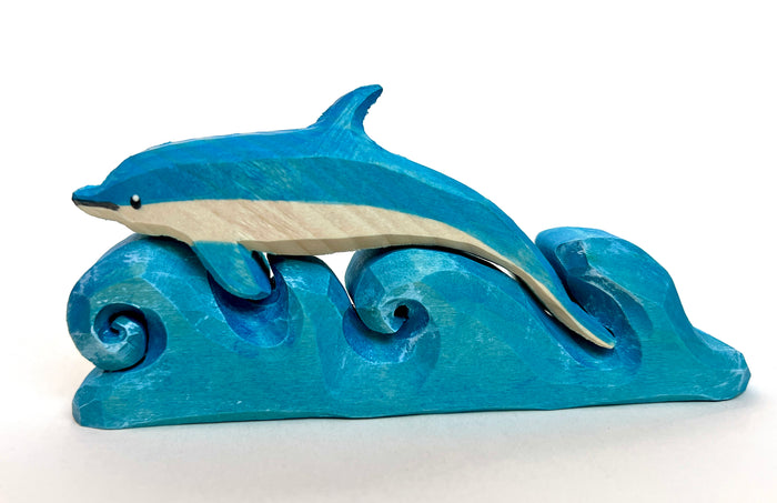 Hand Carved Dolphin on the Wave