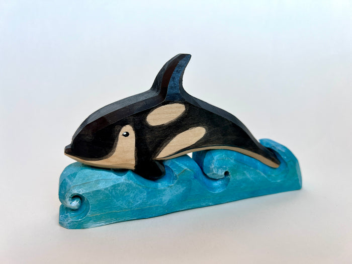 Hand Carved Orca on the Wave