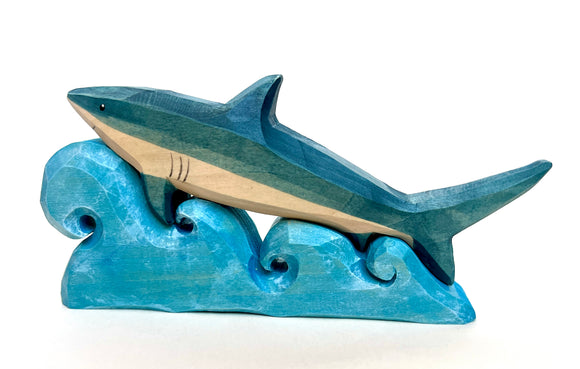 Hand Carved Shark on the Wave