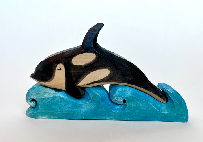 Hand Carved Orca on the Wave