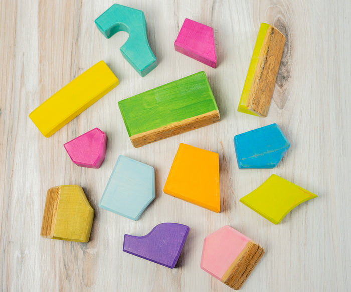 Colorful Wooden blocks tree slices