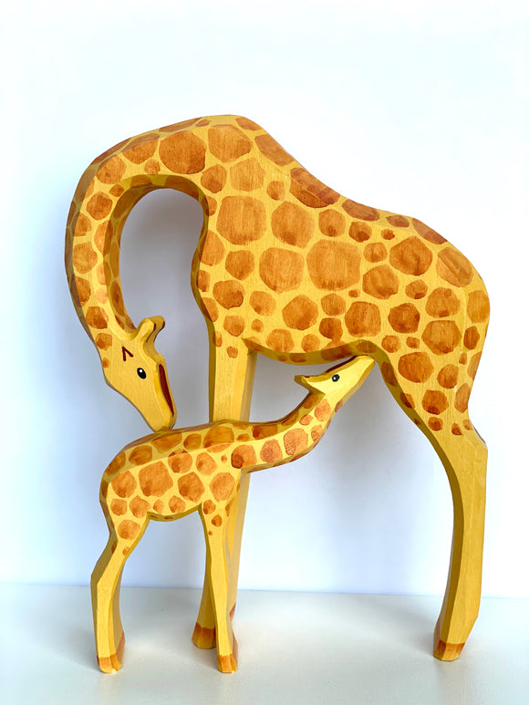 Tall Wooden Giraffe Toy set of 2