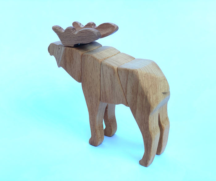 Handmade Wooden Moose Toy
