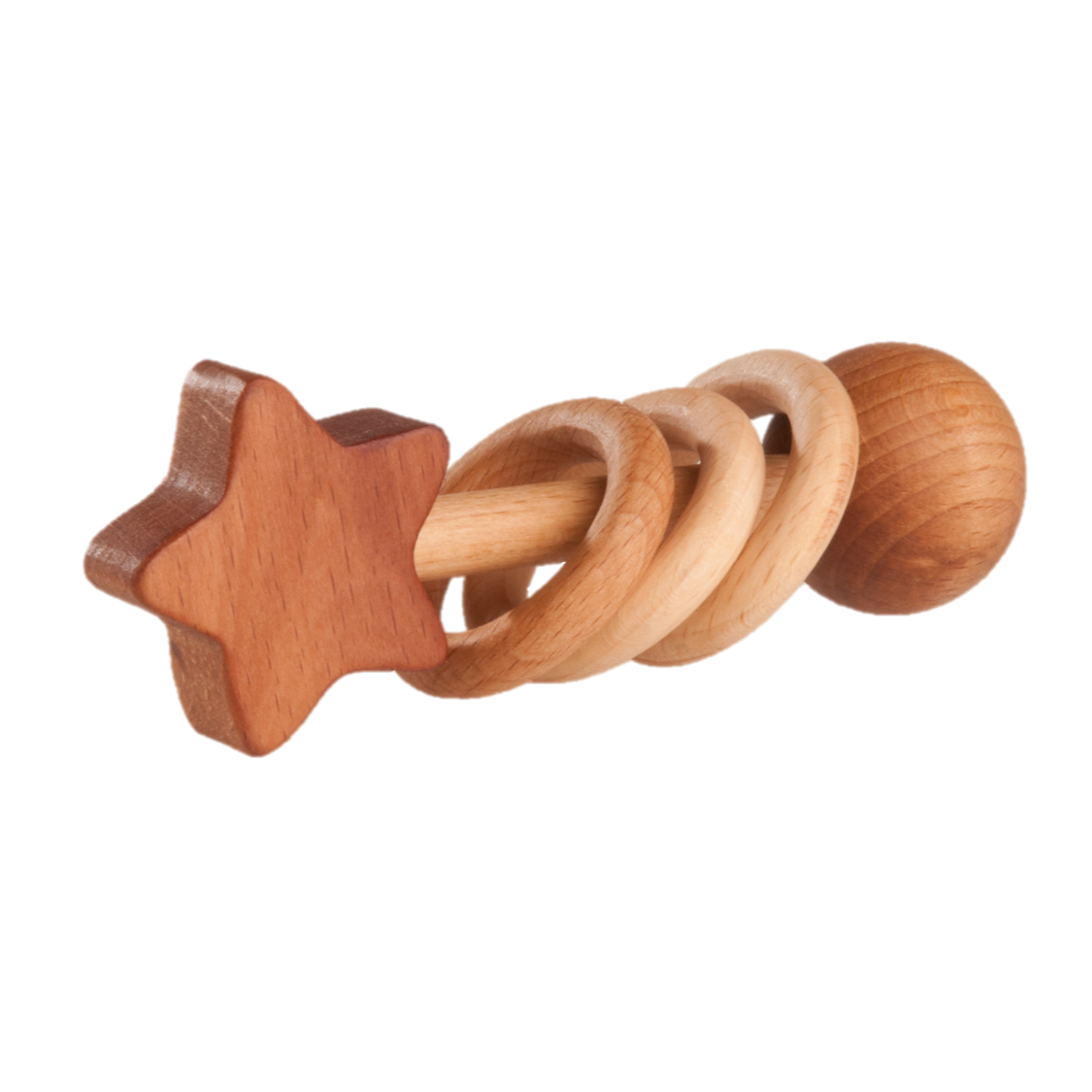 Organic Wooden Rattle Teether Star
